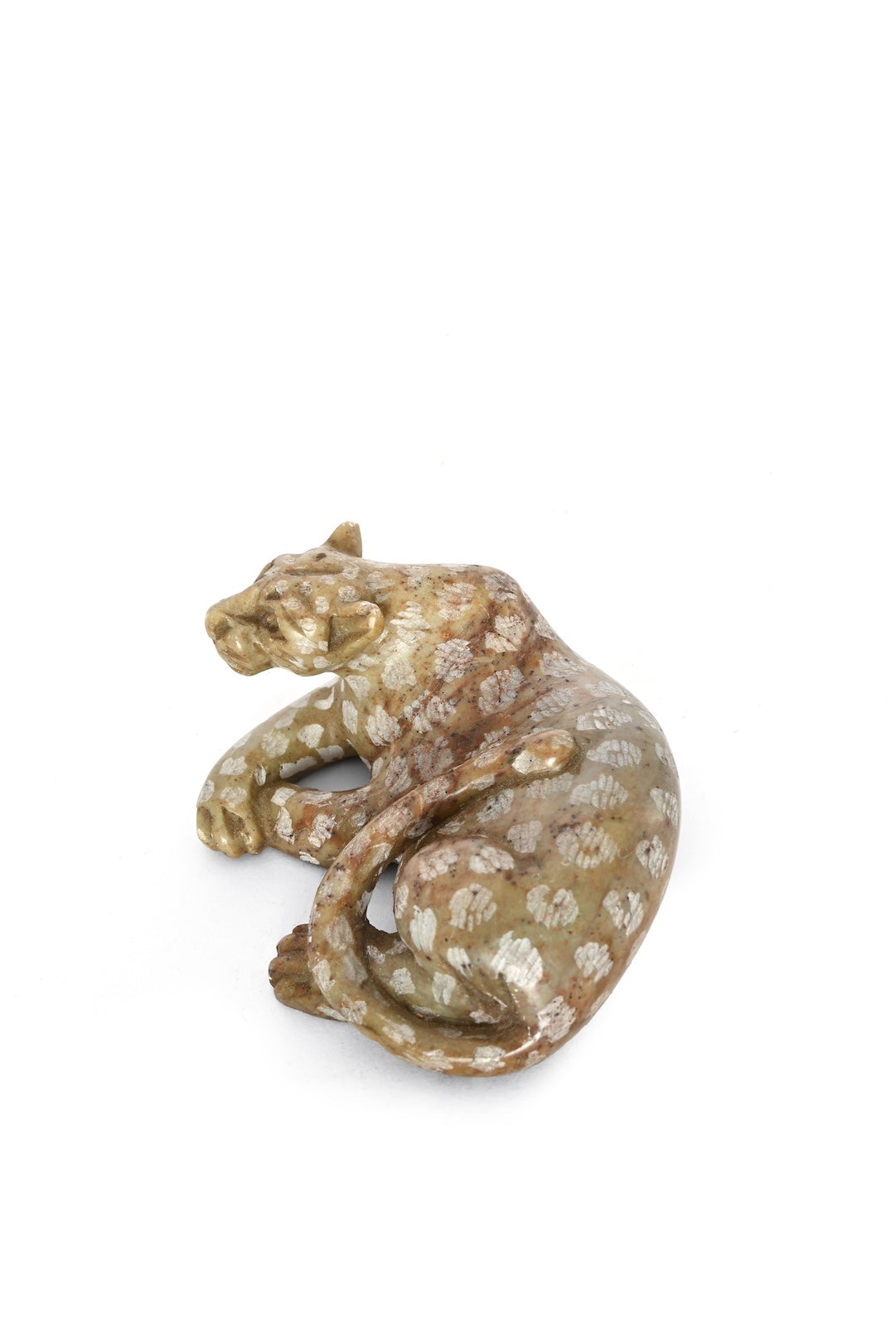 Reclining Stone Leopard Figurine - One of a Kind