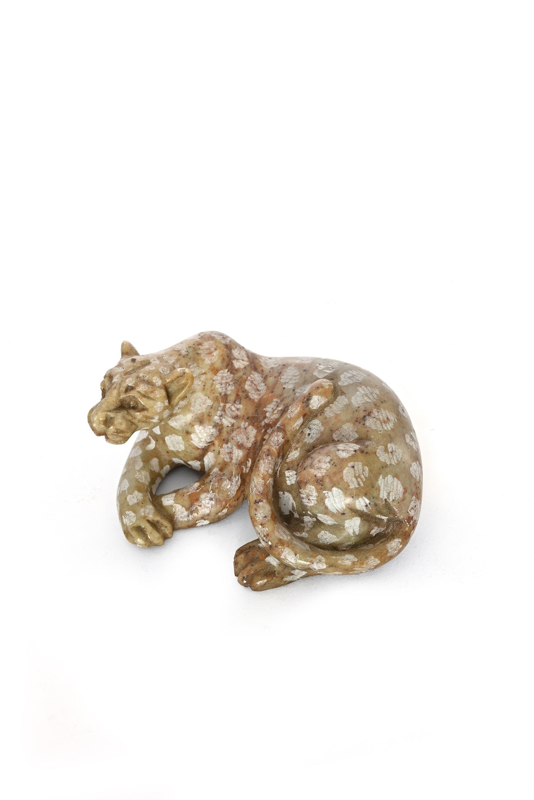 Reclining Stone Leopard Figurine - One of a Kind