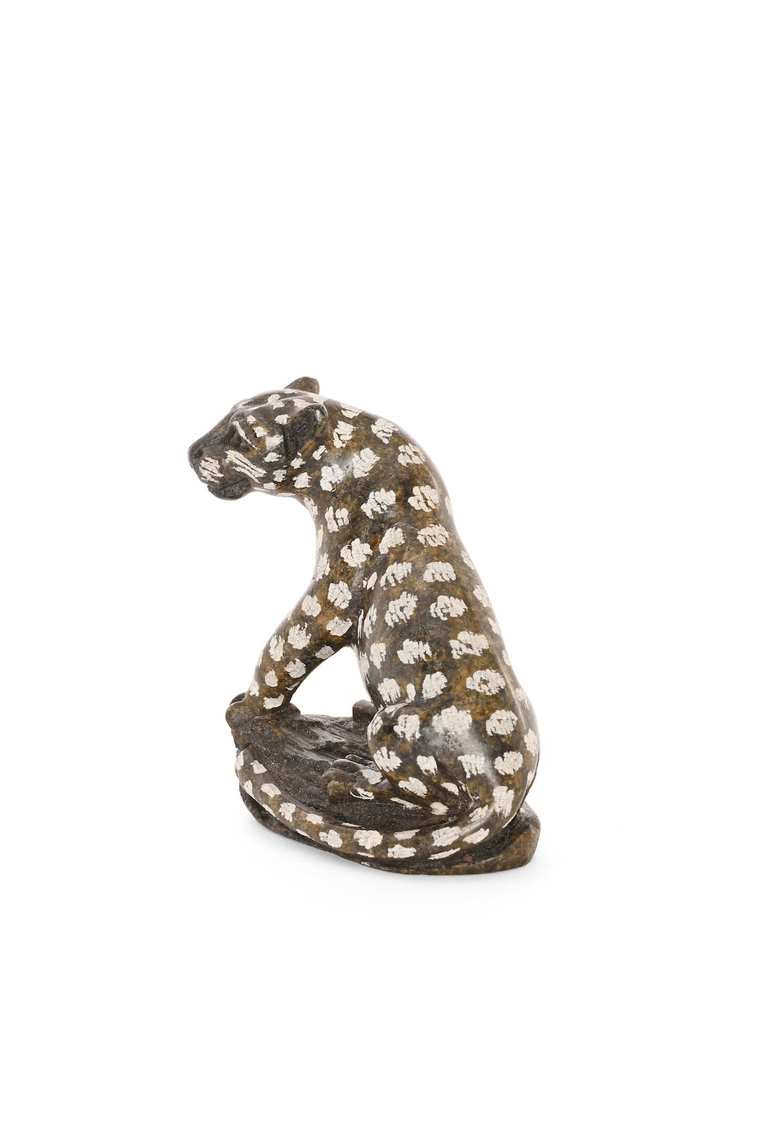 Seated Stone Leopard Figurine - One of a Kind