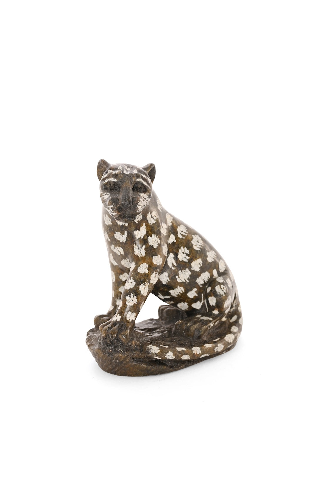 Seated Stone Leopard Figurine - One of a Kind