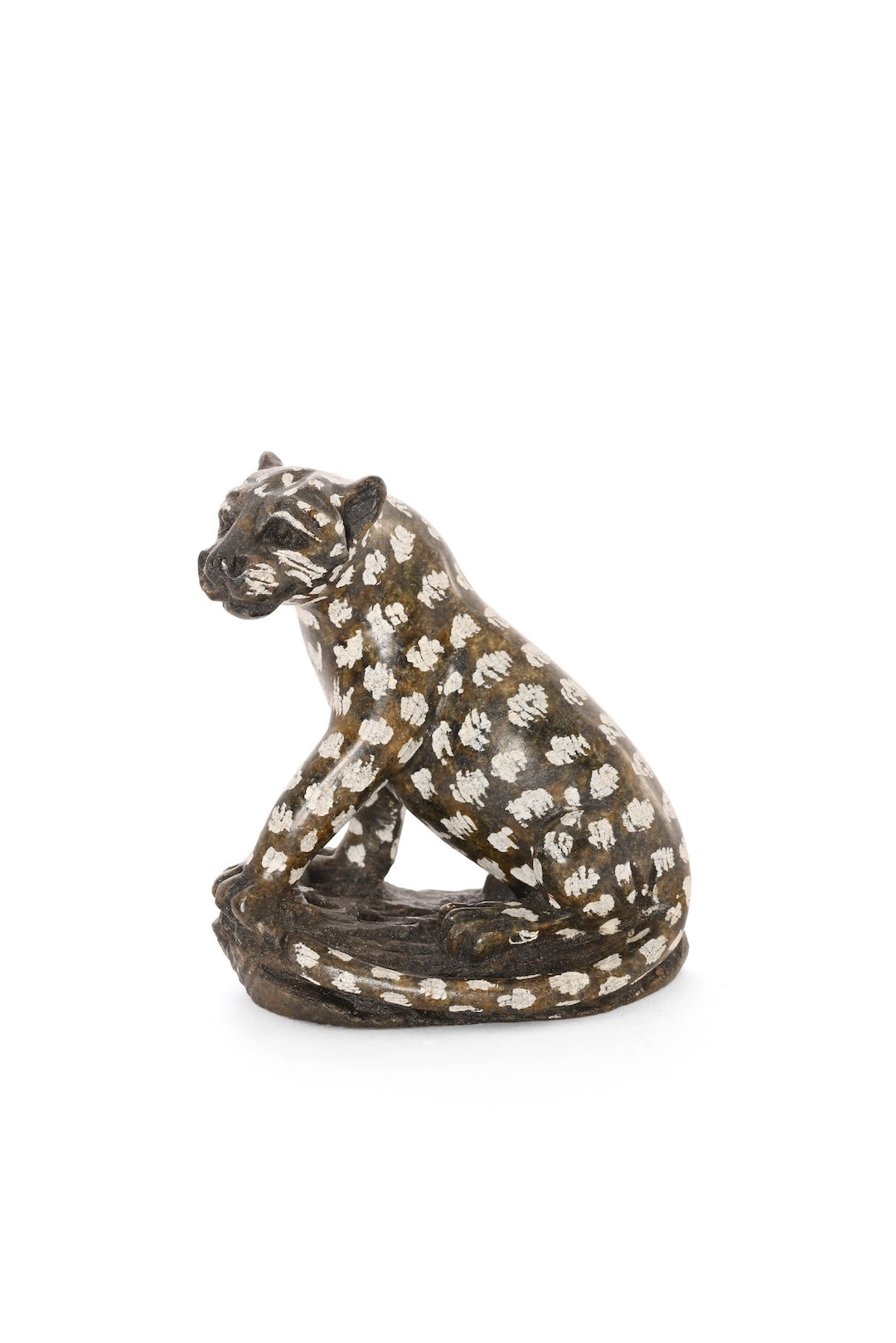 Seated Stone Leopard Figurine - One of a Kind