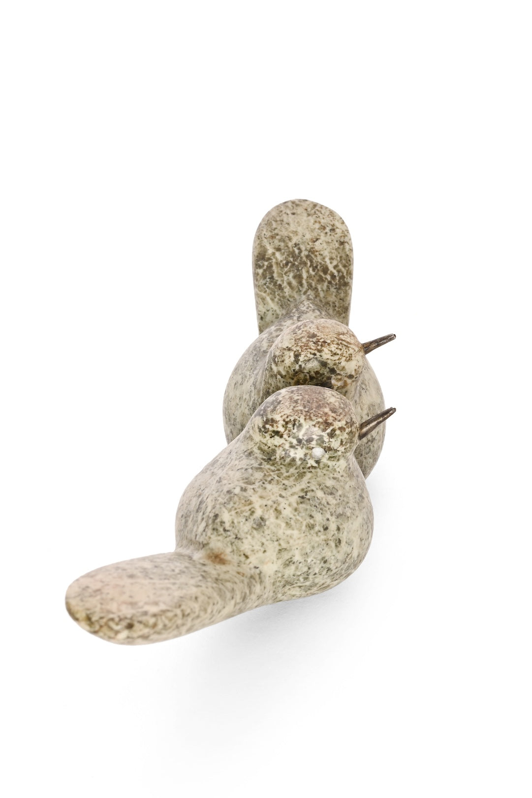 Serpentine Stone Lovebirds  Sculpture - One of a Kind