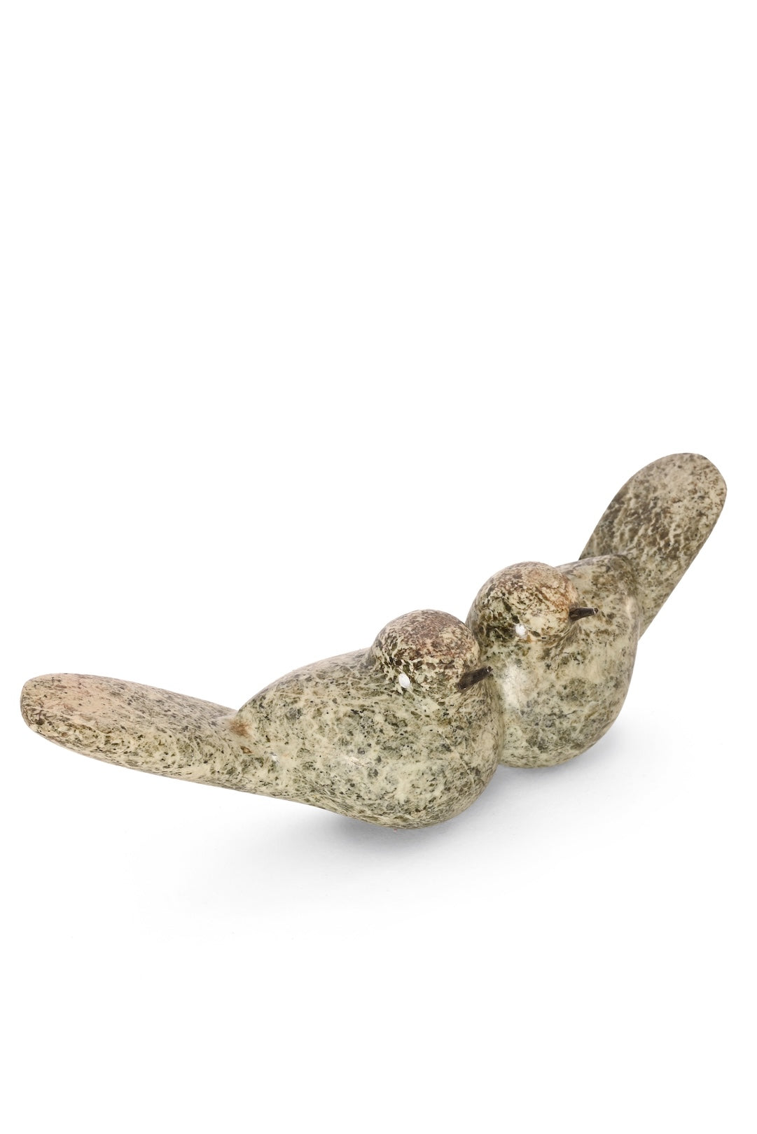 Serpentine Stone Lovebirds  Sculpture - One of a Kind
