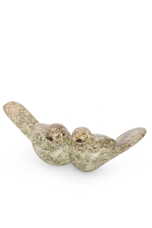 Serpentine Stone Lovebirds  Sculpture - One of a Kind