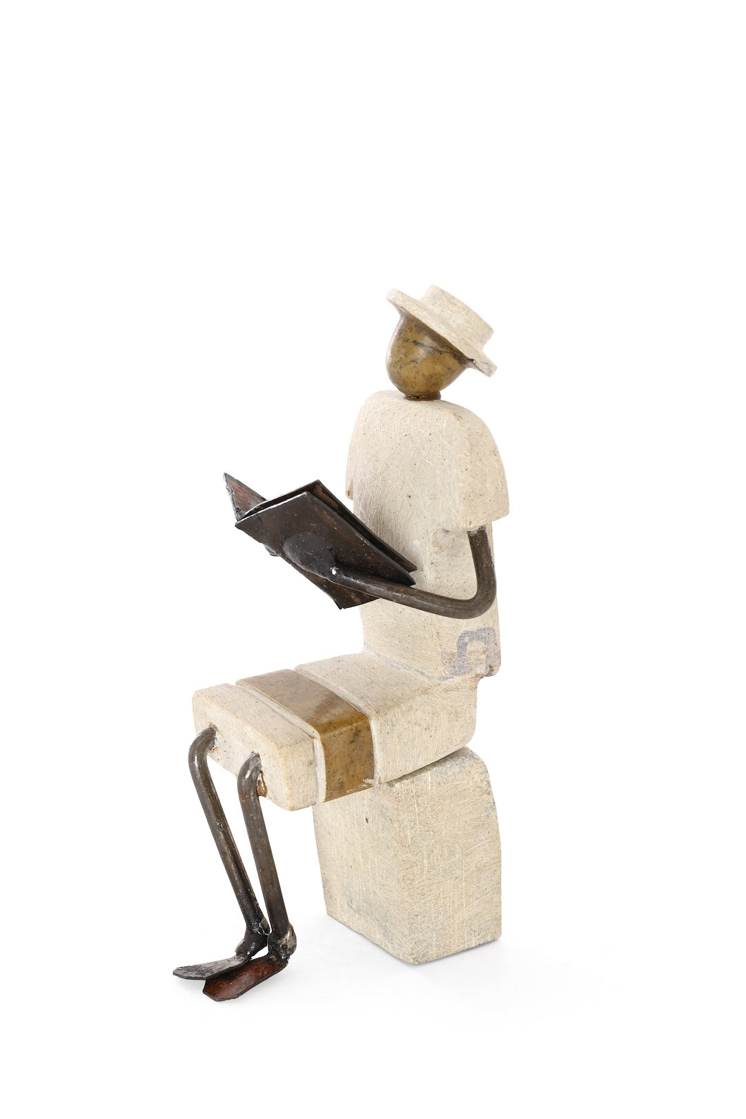 Lost in a Good Book Stone and Metal Sculpture