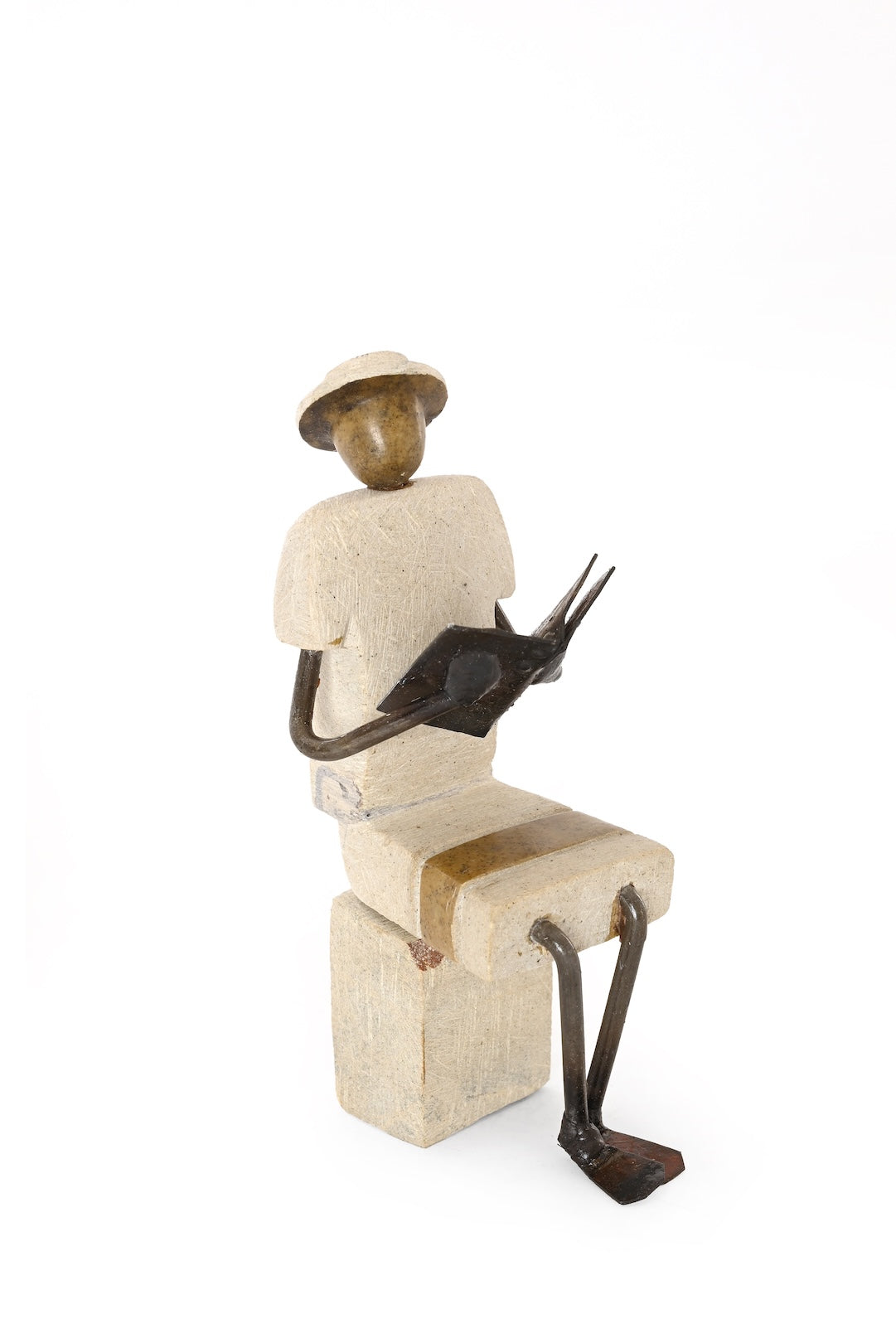 Lost in a Good Book Stone and Metal Sculpture