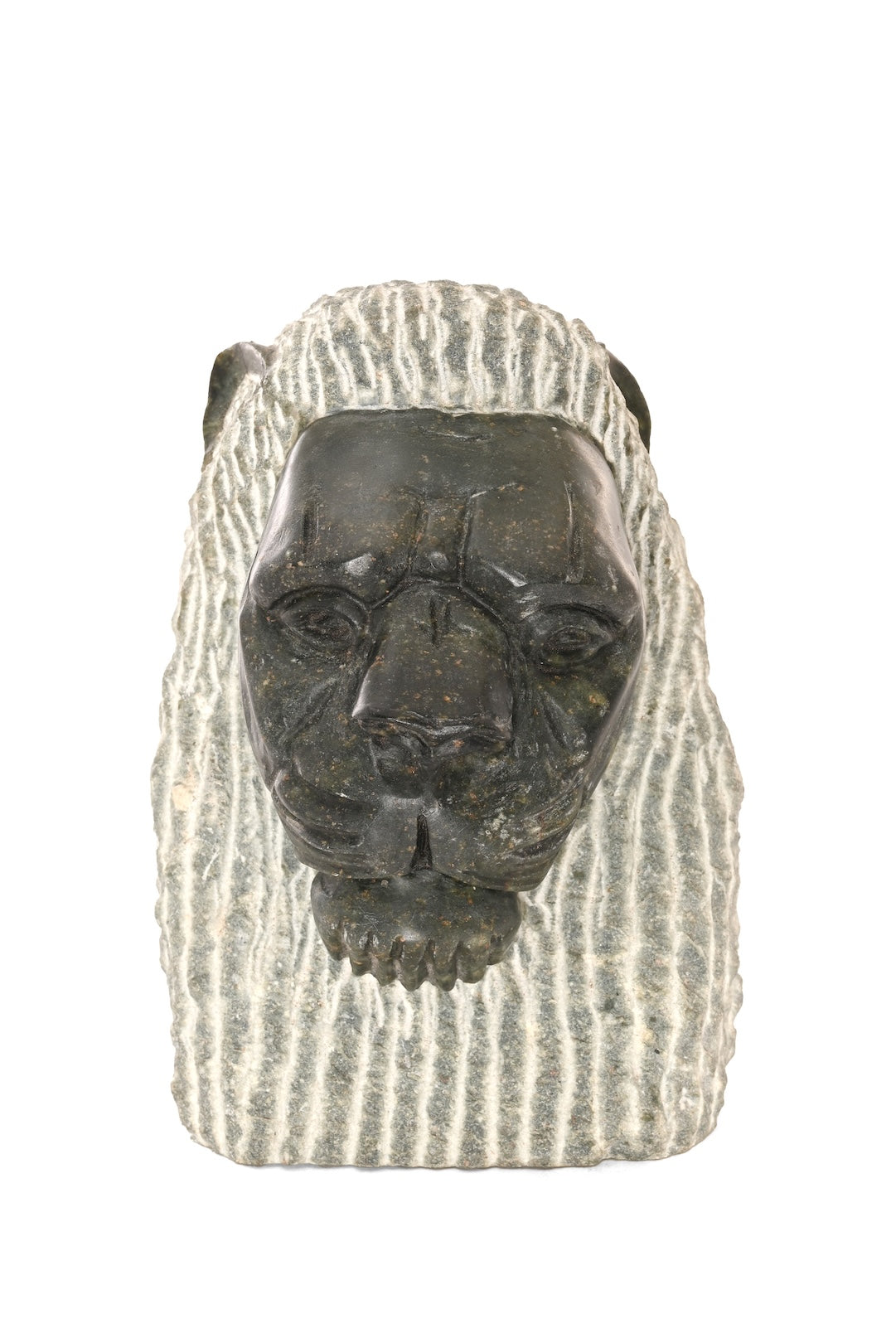Hand-Carved Stone Lion Bust - One of a Kind