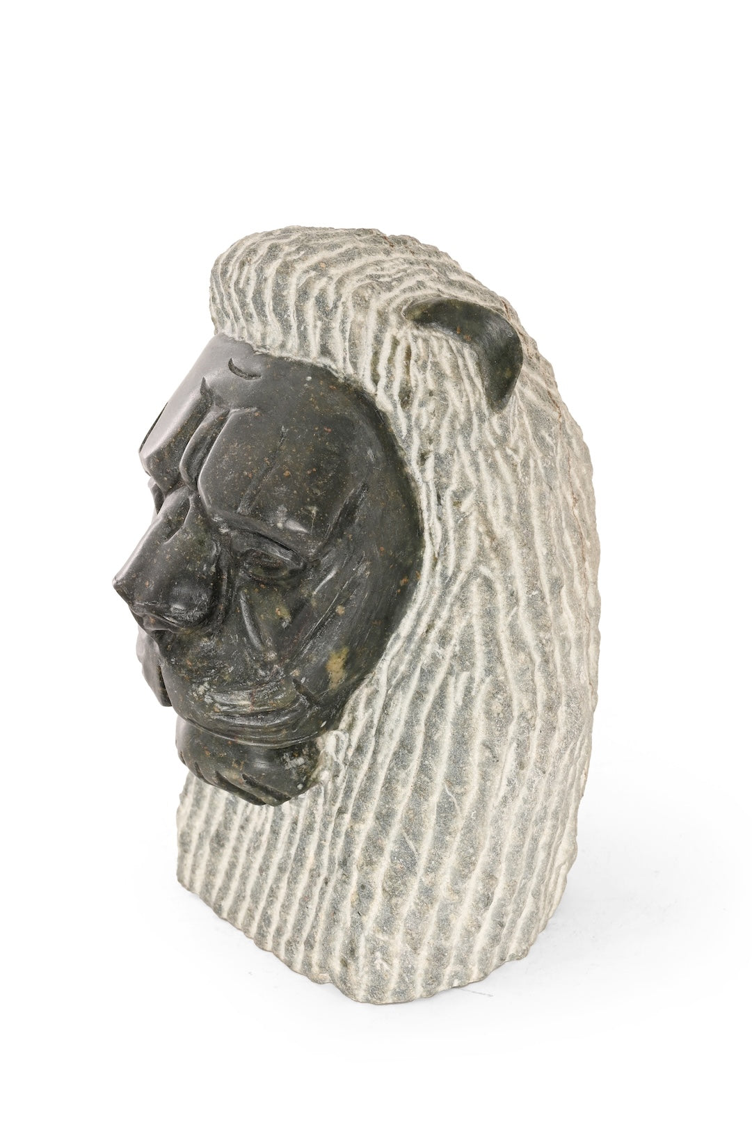Hand-Carved Stone Lion Bust - One of a Kind