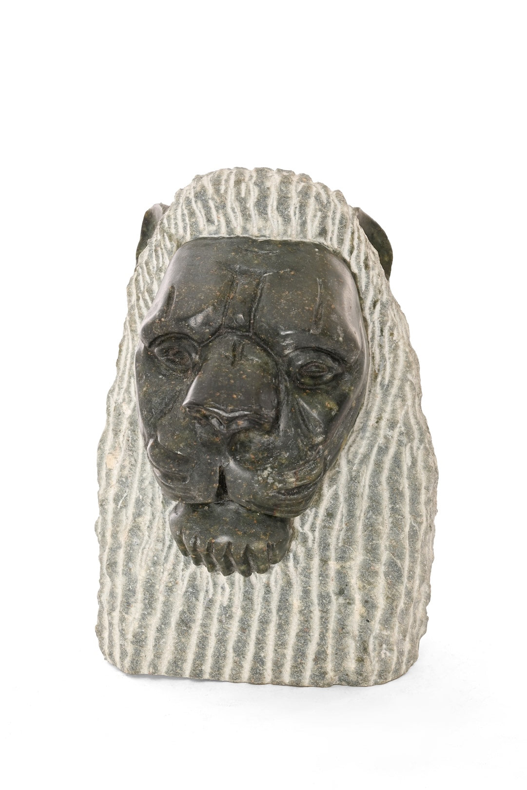 Hand-Carved Stone Lion Bust - One of a Kind