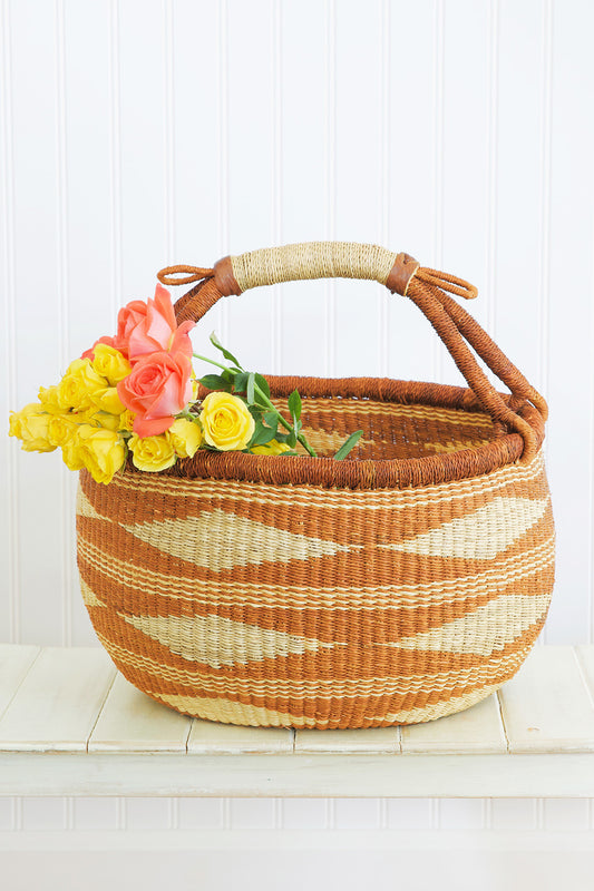 Copper Diamond Handwoven Bolga Basket