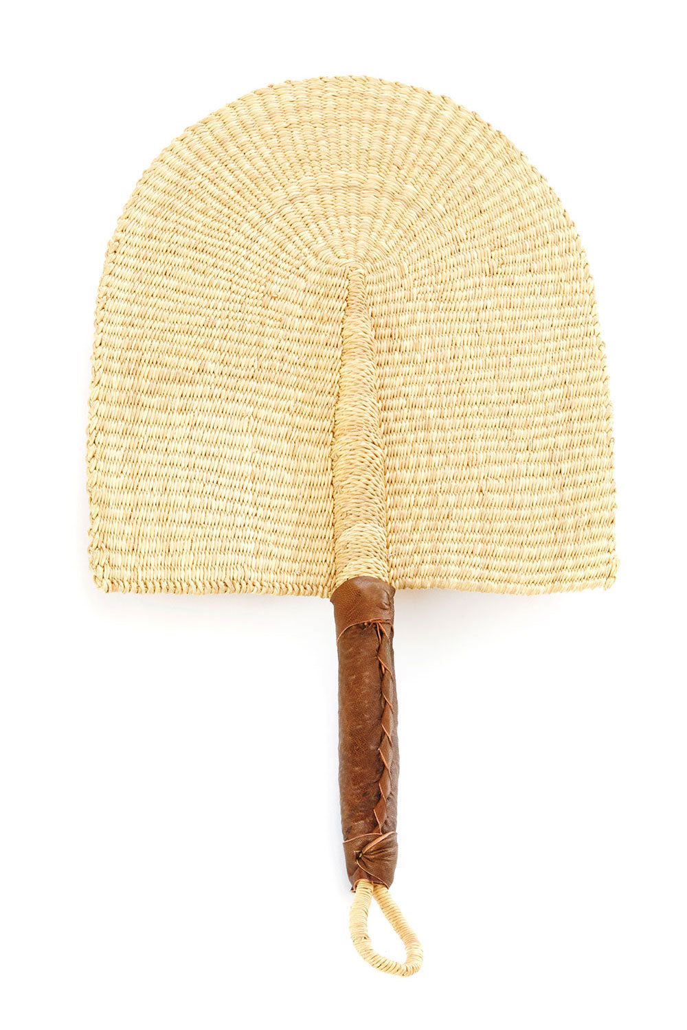 Ghanaian Elephant Grass Fan with a Leather Handle