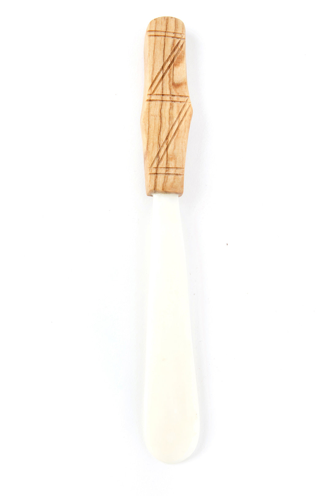Cow Bone Butter Spreader with Carved Olive Wood Handle