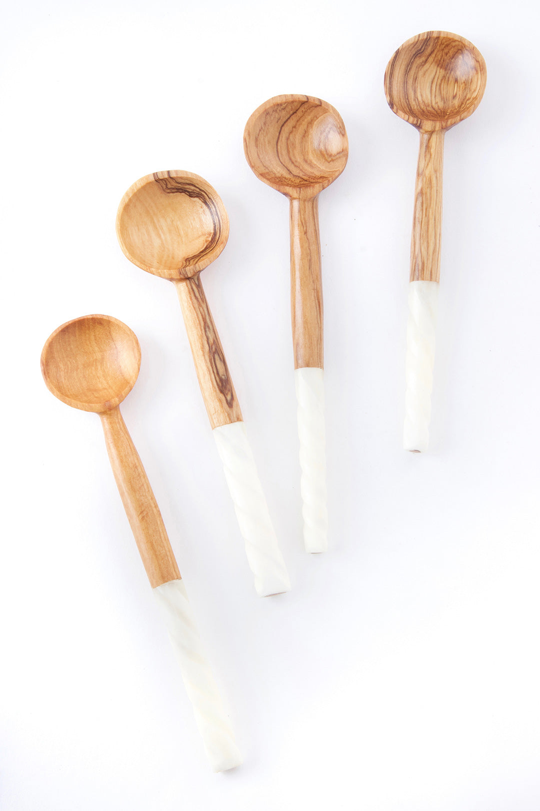 Bone Spiral Handle Olive Wood Coffee Spoon