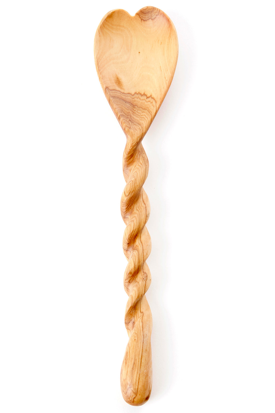 Wild Olive Wood Spiral Handle Heart Spoon