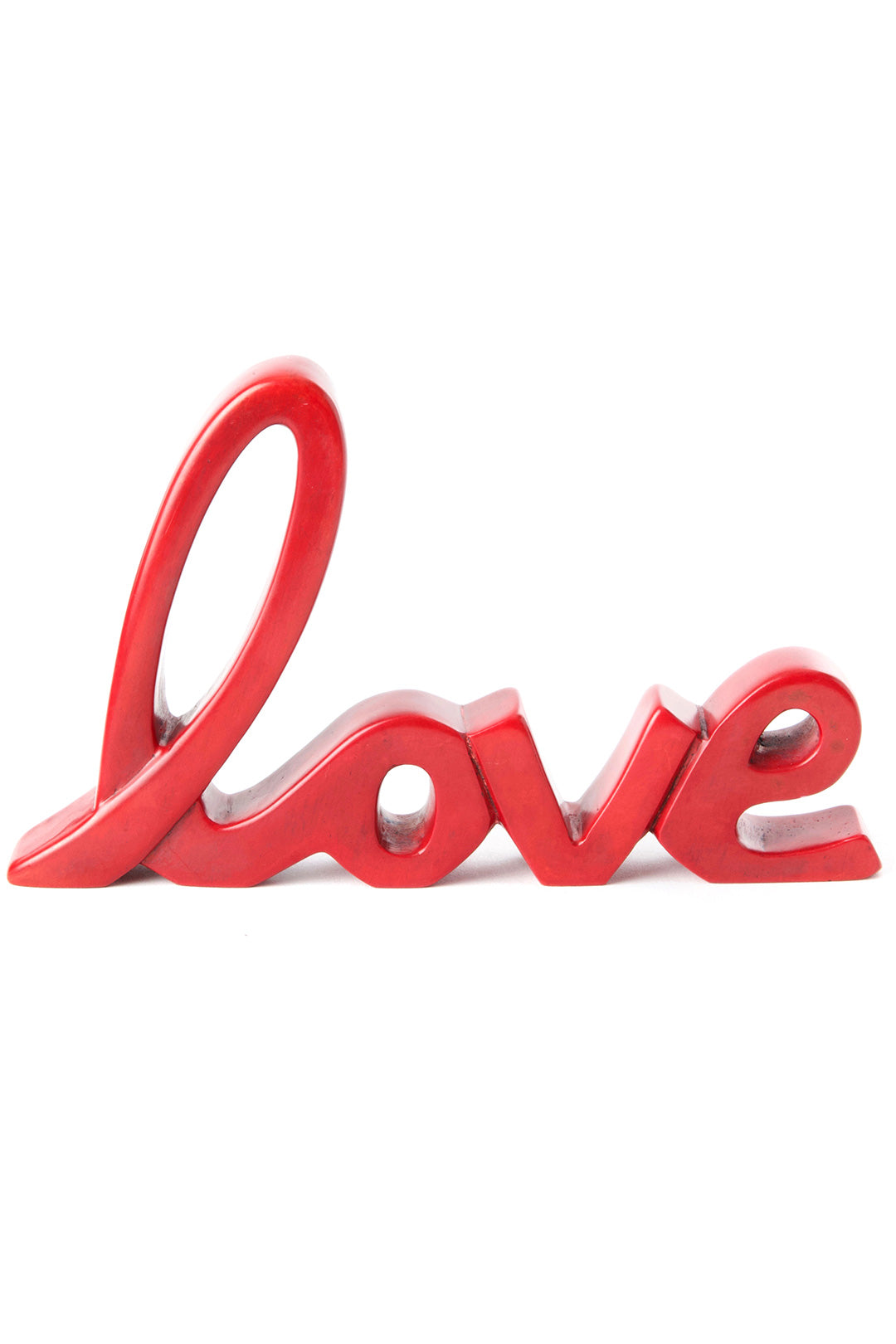 Red Soapstone Scripted Love Sculpture - Valentine's Day Gifts