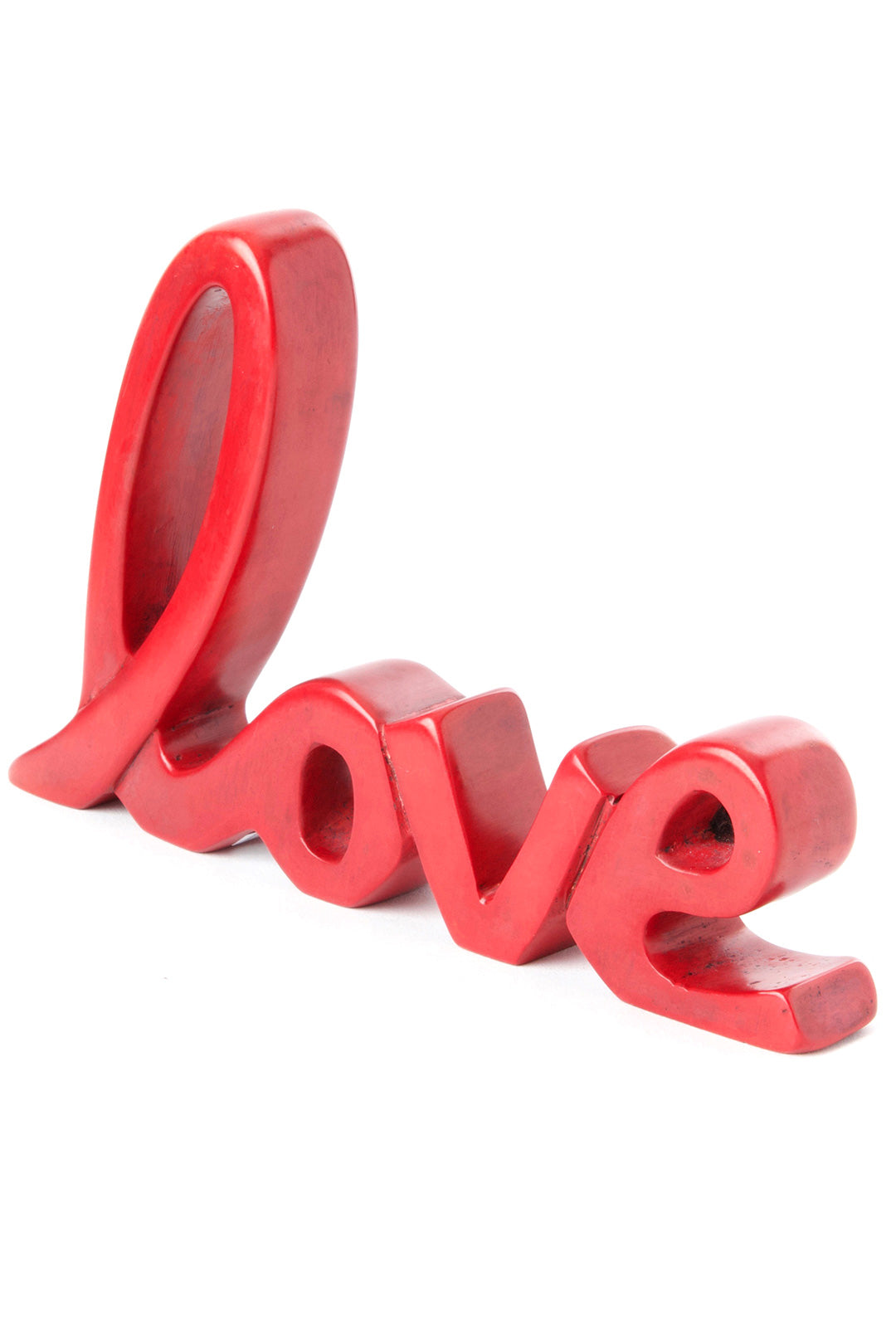 Red Soapstone Scripted Love Sculpture - Valentine's Day Gifts