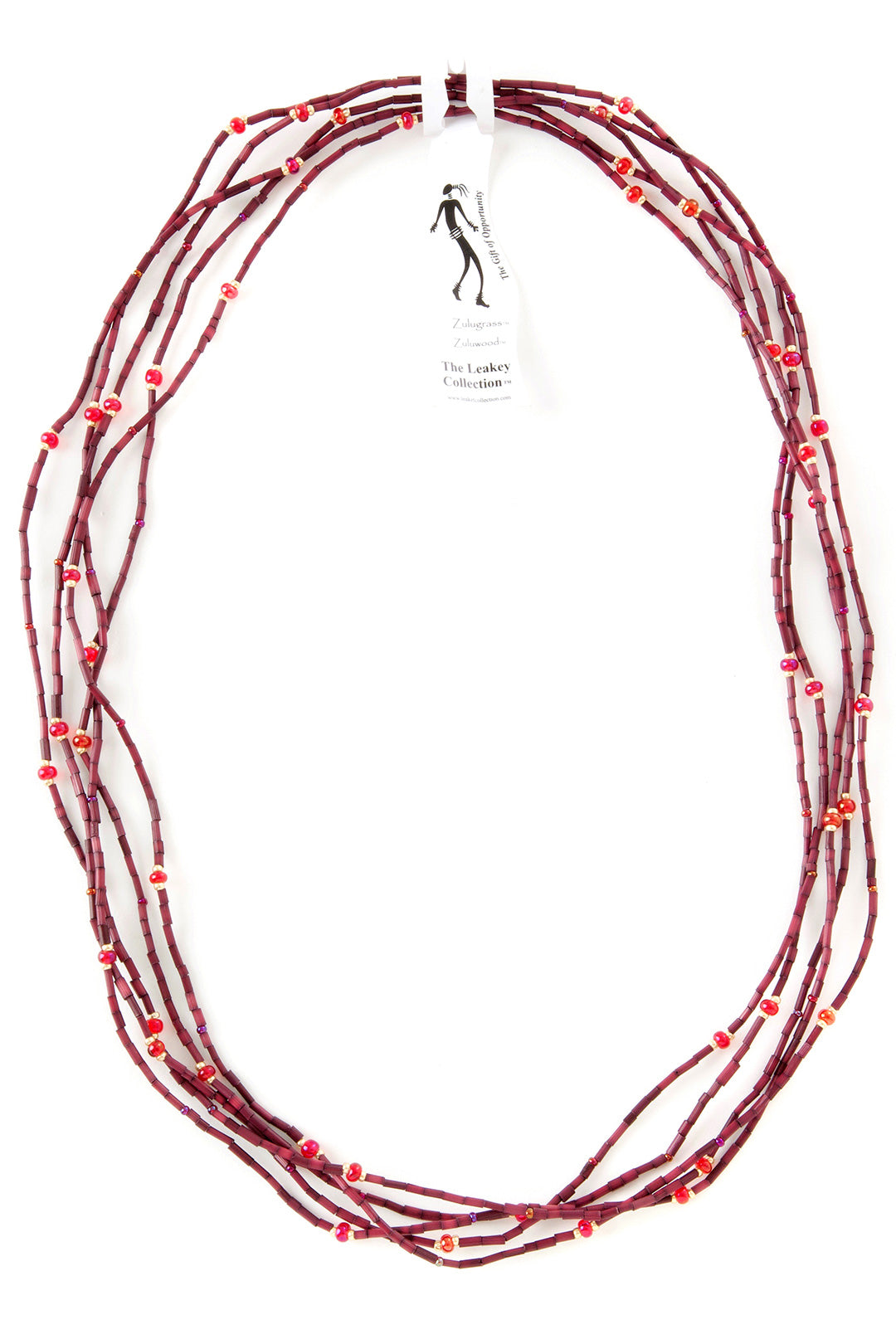 The Leakey Collection Zulugrass Single Strand - Burgundy