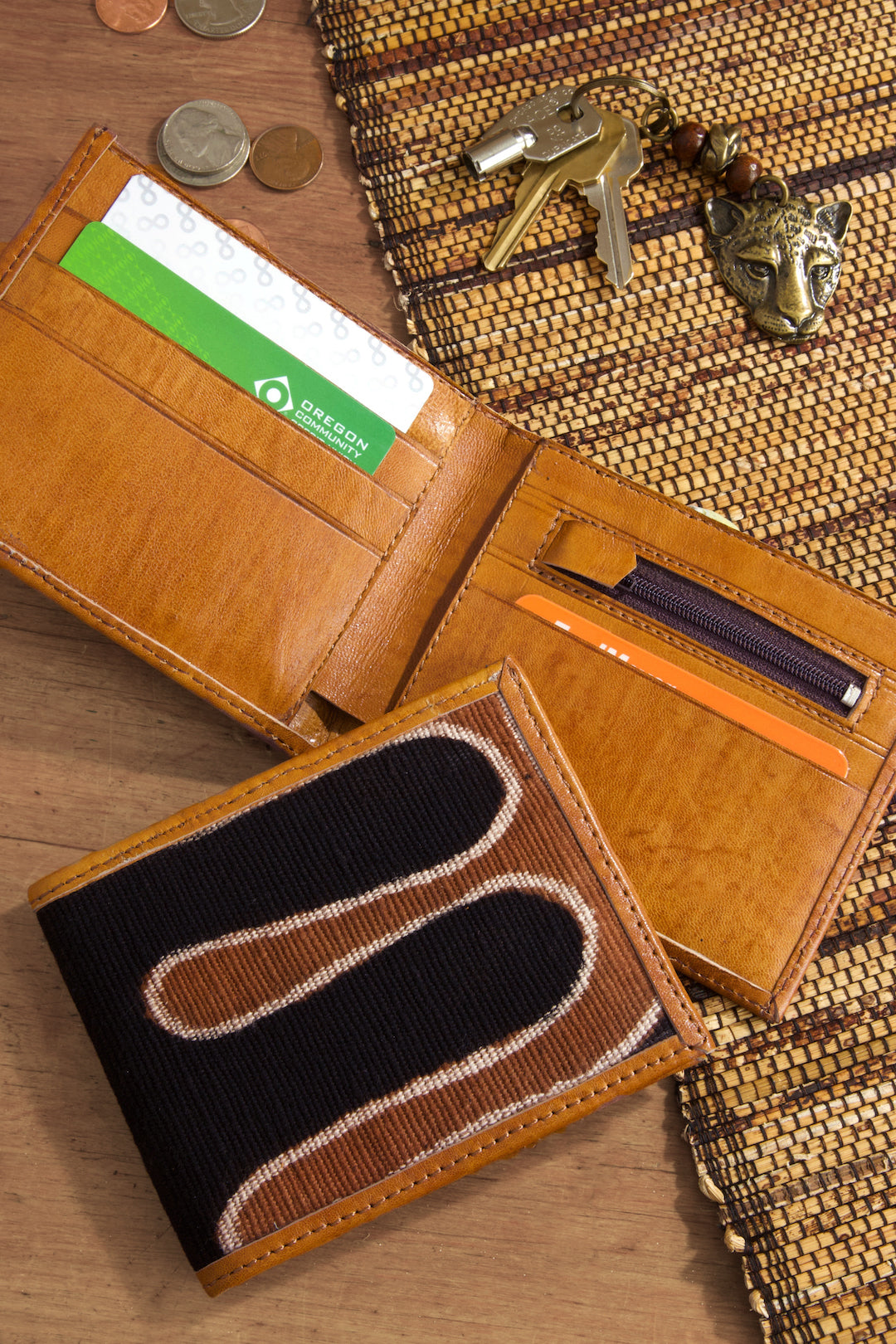Assorted Malian Mudcloth and Leather Small Wallet