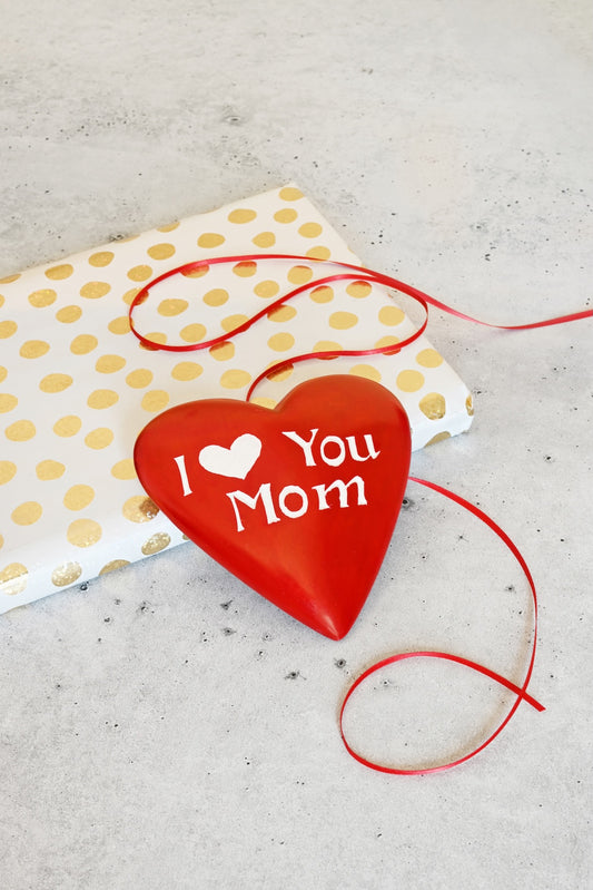I Love You, Mom Soapstone Paperweight Heart