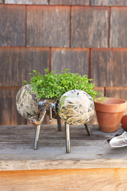Recycled Metal Elephant Planter