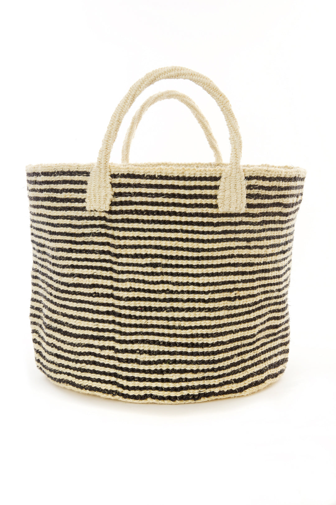 Black & White Skinny Stripe Sisal Tote