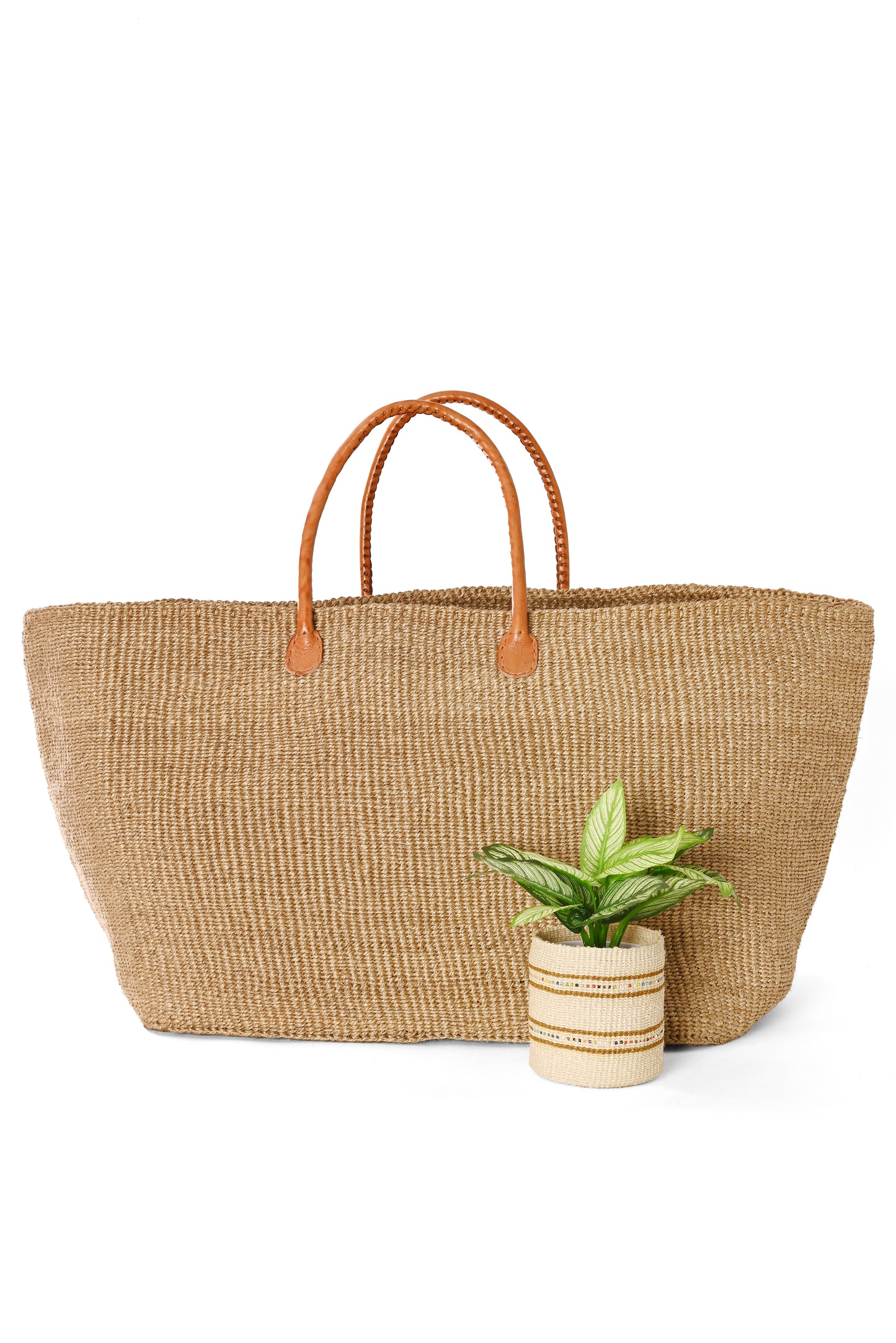 Super Jumbo Sisal Tote - Khaki