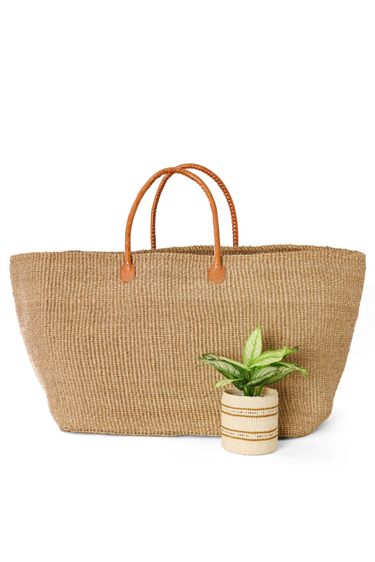 Super Jumbo Sisal Tote - Khaki