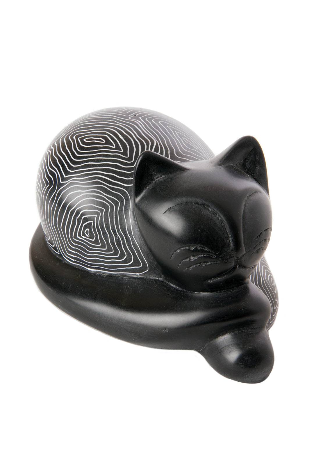 Soapstone Cozy Black Cat Sculpture