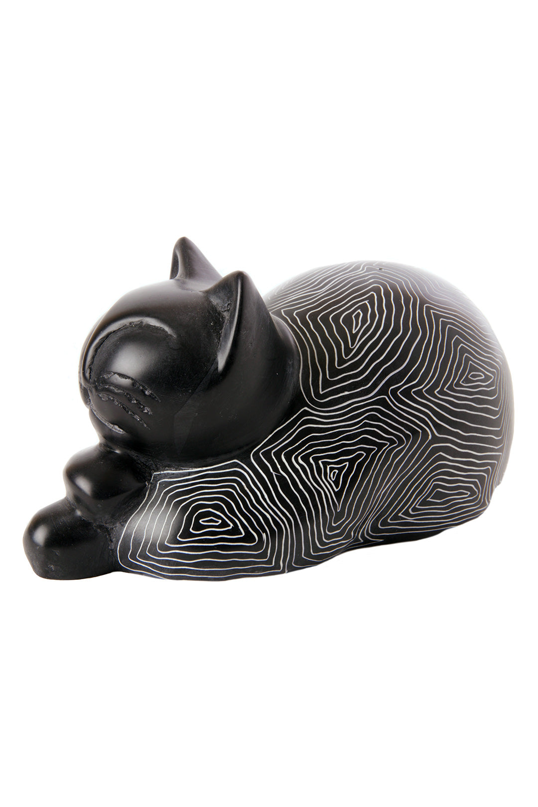 Soapstone Cozy Black Cat Sculpture