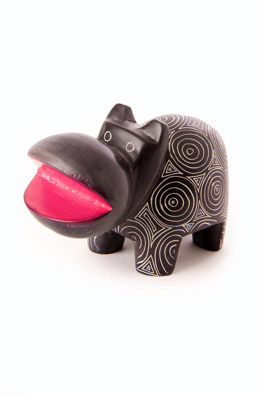 Dark Gray Soapstone Happy Hippo