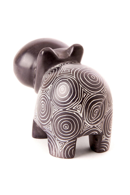 Dark Gray Soapstone Happy Hippo