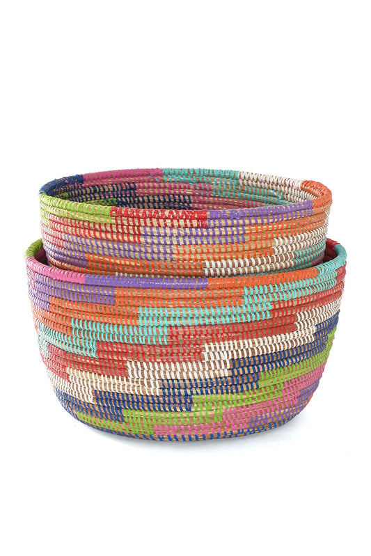 Set of Two Colorful Stairwell Nesting Baskets