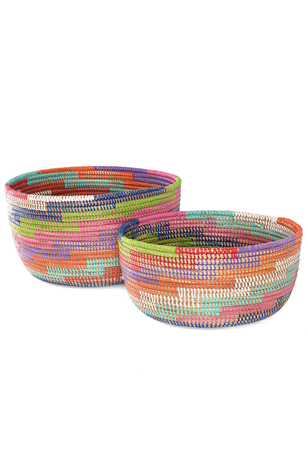 Set of Two Colorful Stairwell Nesting Baskets