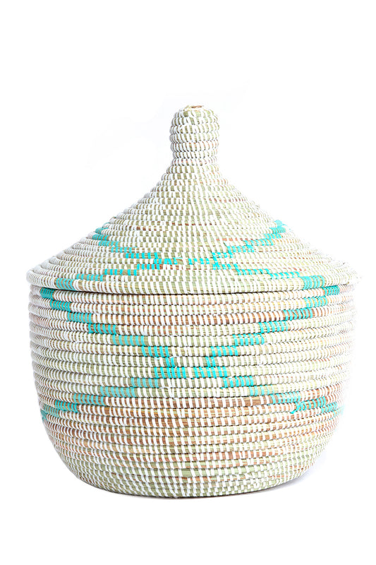Aqua & White Garland Warming Basket