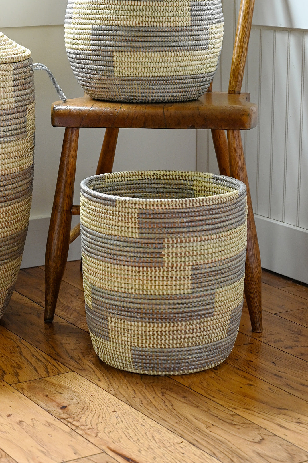 Silver & Cream Stairstep Bath Bin Basket