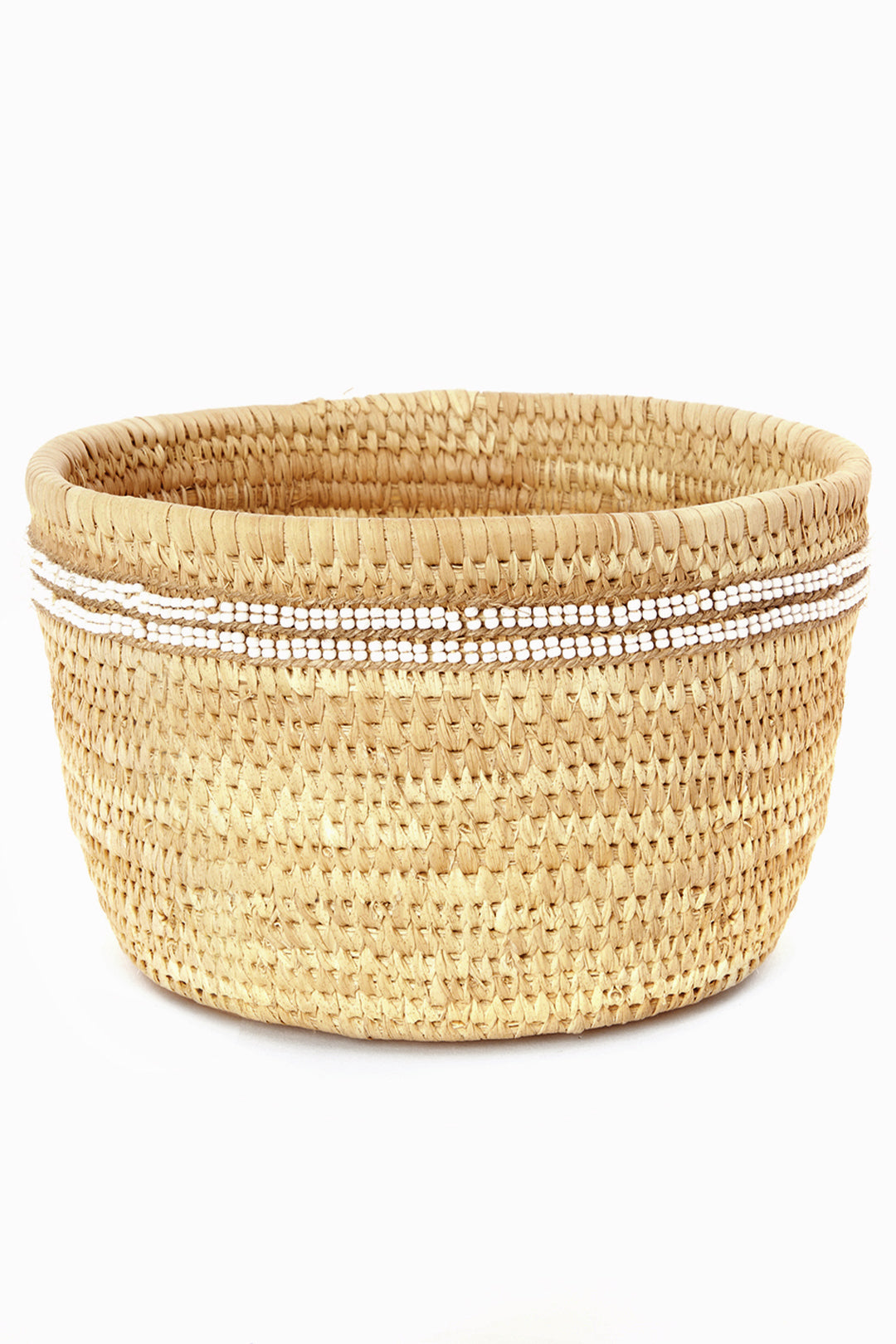 Samburu Camel Milking Baskets with Beaded White Stripes