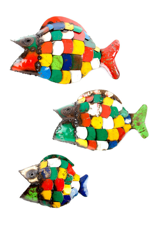 Colorful Recycled Metal Fish Wall Art