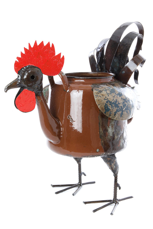 Large Zimbabwean Recycled Teapot Rooster Planter