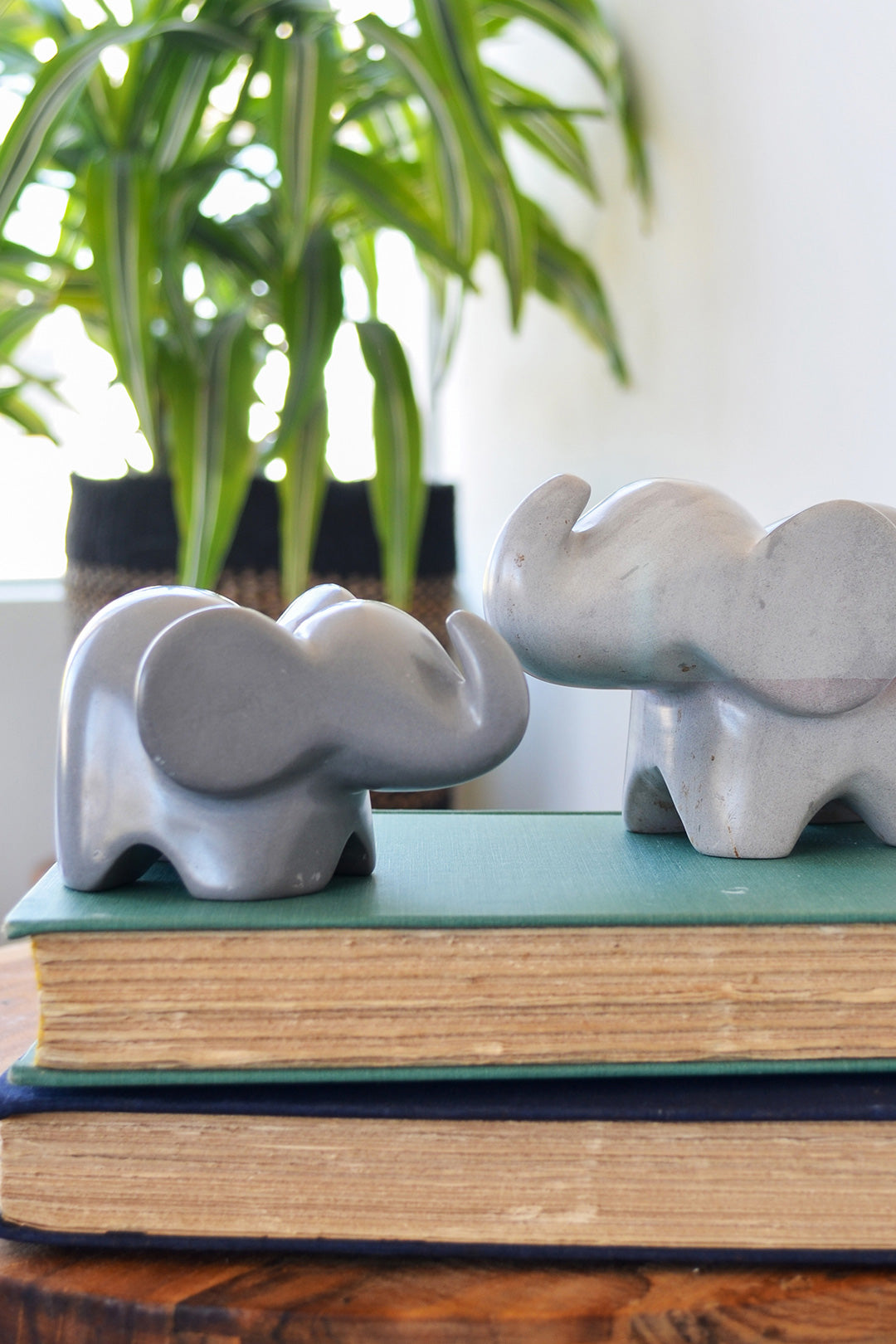 Large Dove Gray Soapstone Elephant