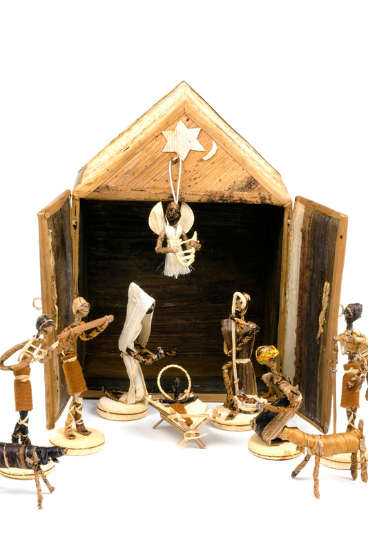 Banana Fiber Nativity with Double-Door Stable Default Title