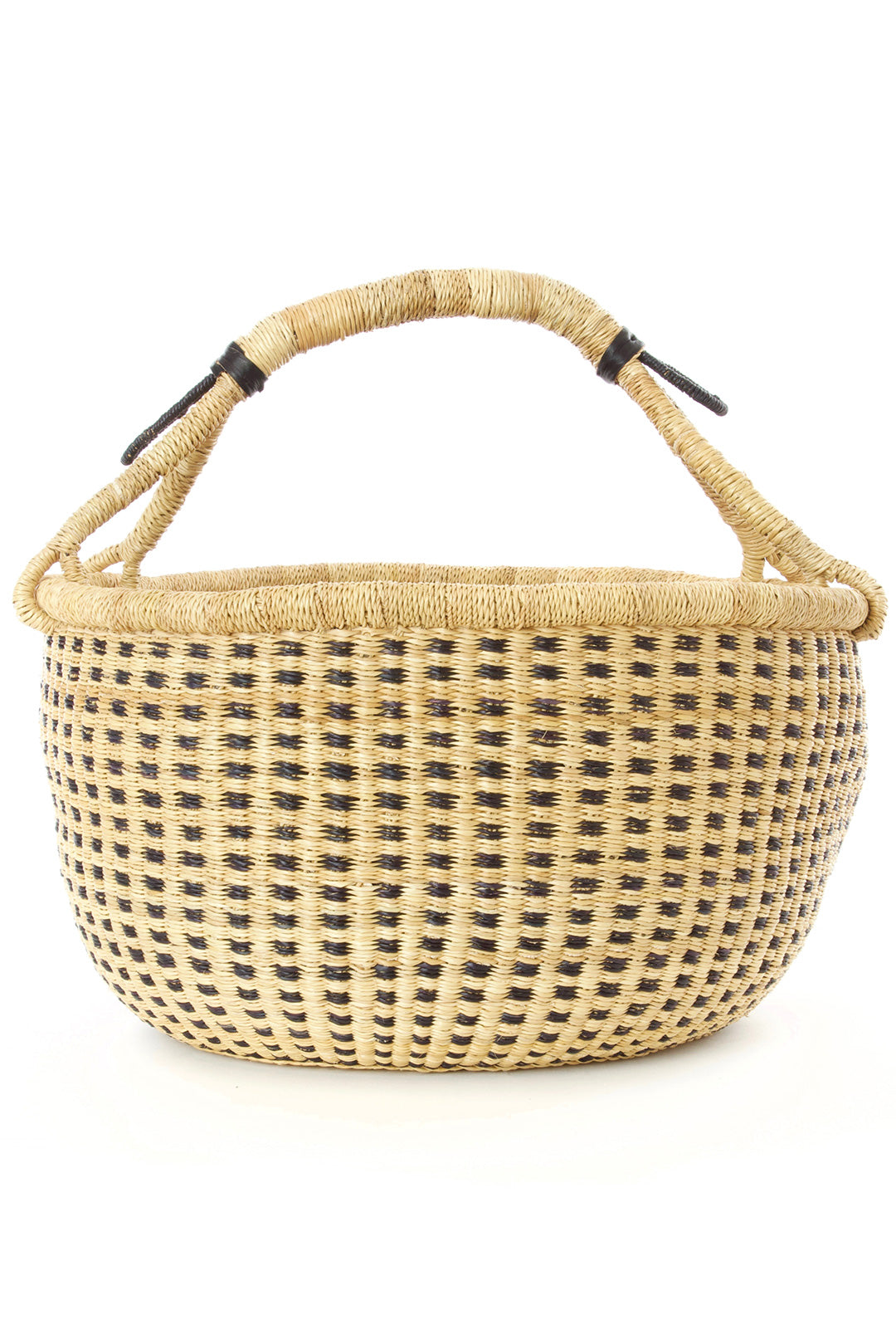 Midnight and Natural Checkered Bolga Decor Basket Default Title