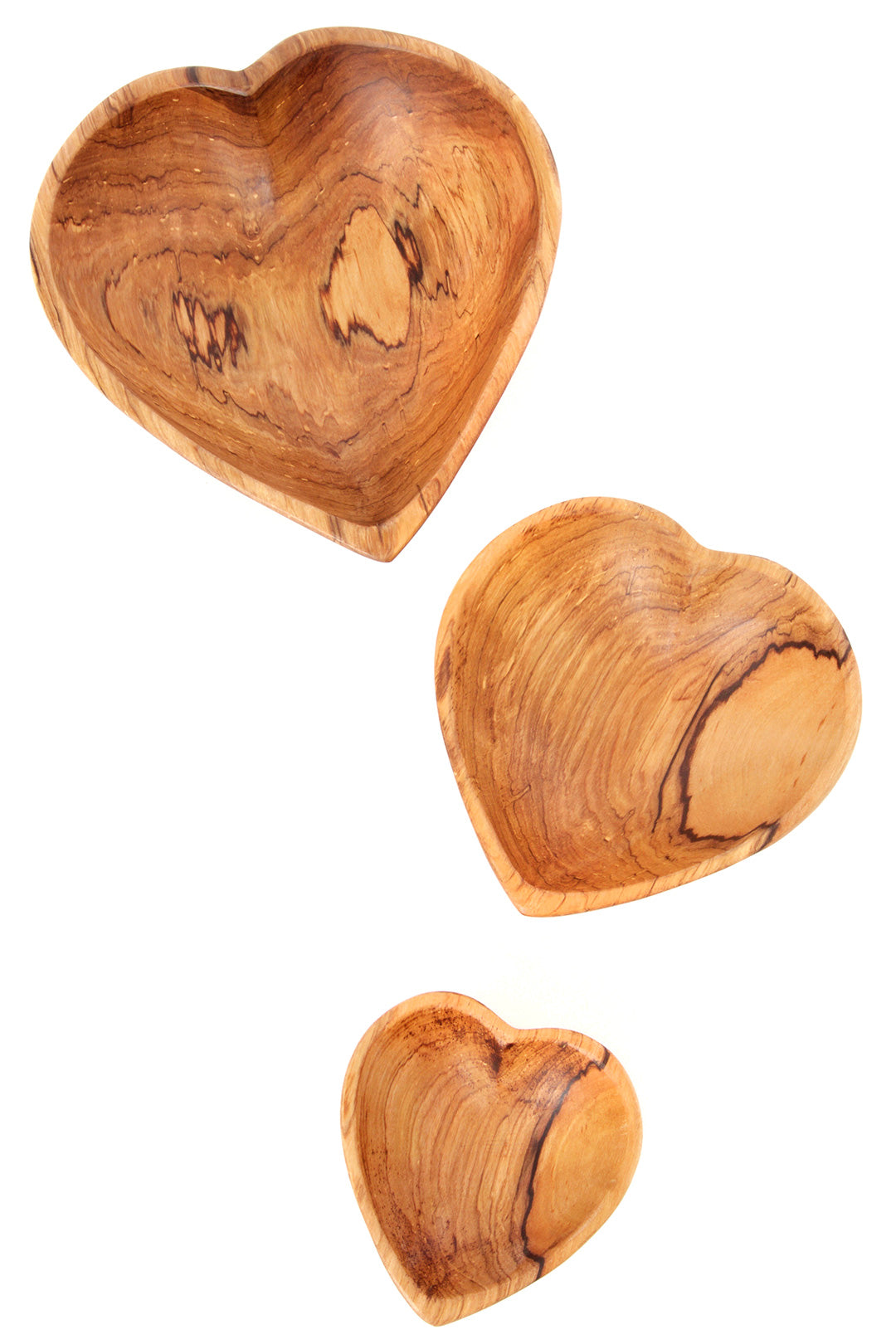 Set/3 Wild Olive Wood Nesting Heart Bowls Default Title