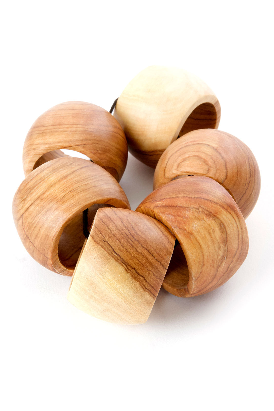 Set of 4 Olive Wood Napkin Rings Default Title