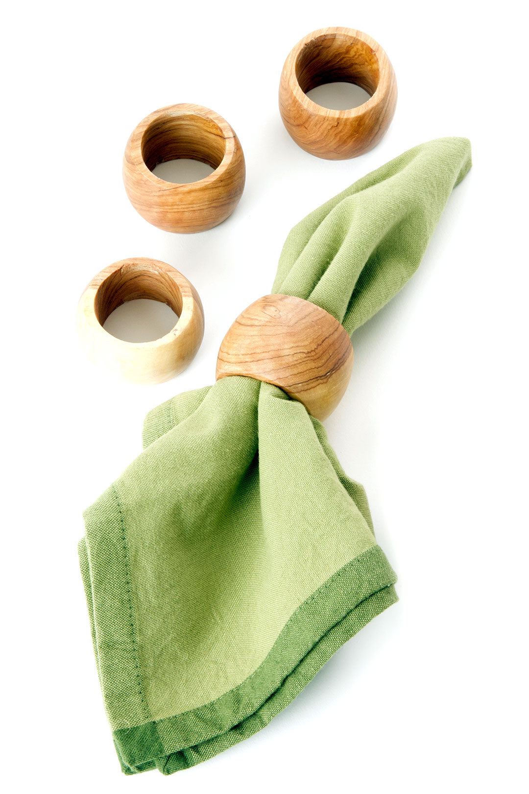 Set of 4 Olive Wood Napkin Rings Default Title