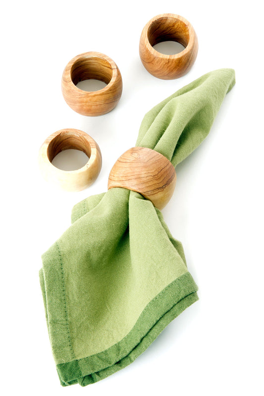 Set of 4 Olive Wood Napkin Rings Default Title