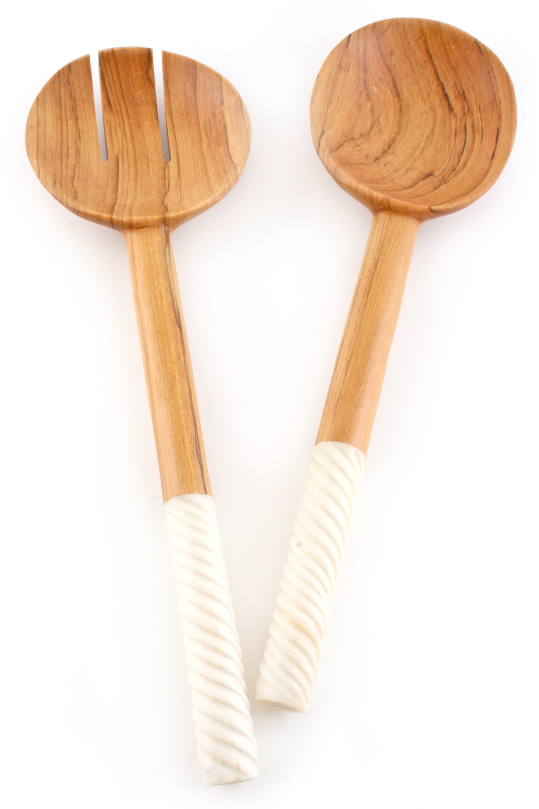 Spiraled White Bone Salad Servers Spiraled White Bone Salad Servers