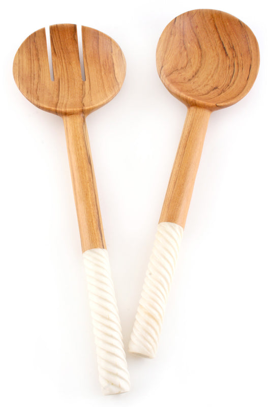 Spiraled White Bone Salad Servers Spiraled White Bone Salad Servers