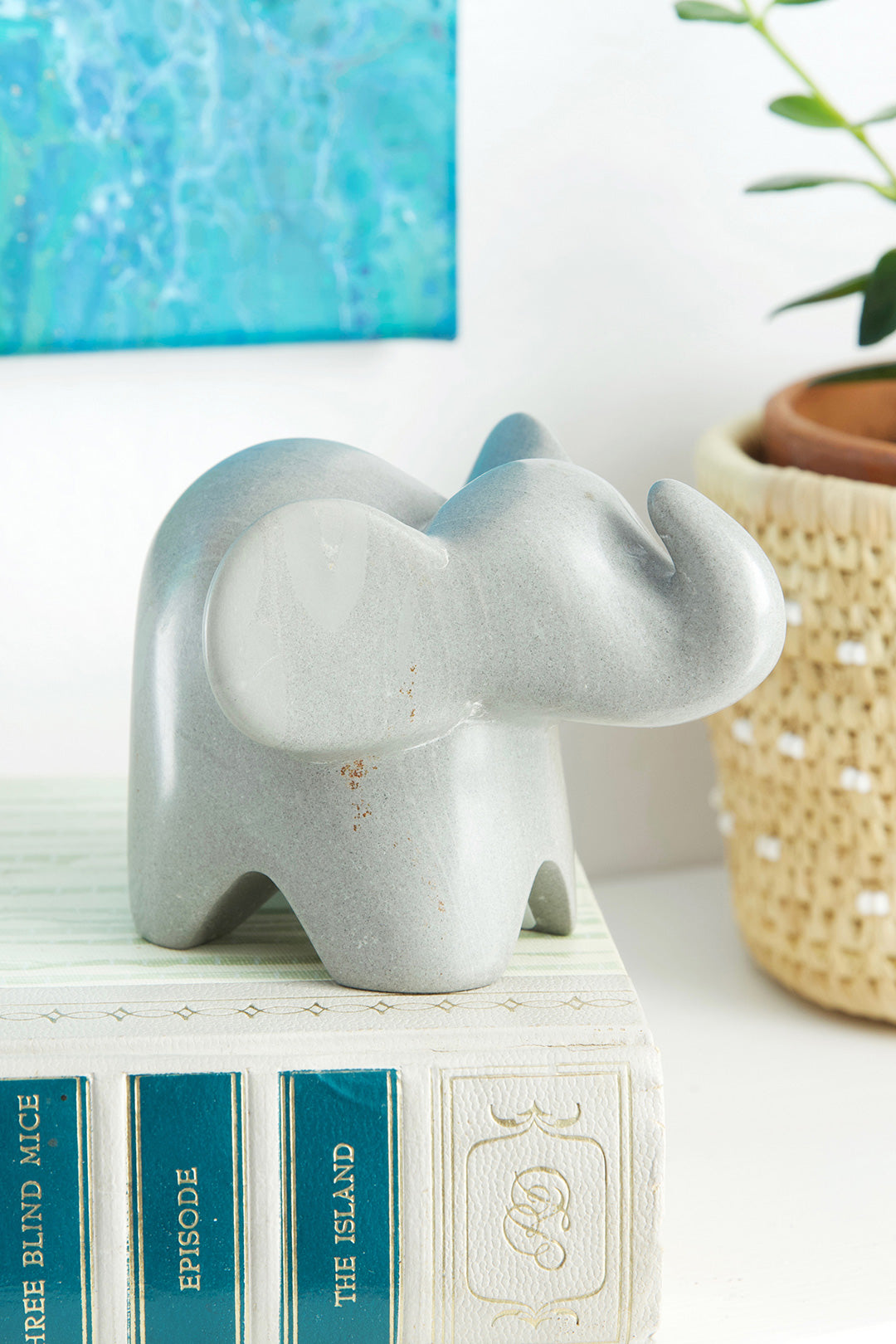 Large Dove Gray Soapstone Elephant