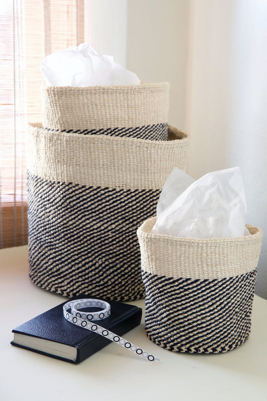 Set/3 Black Twill Sisal Nesting Baskets Default Title
