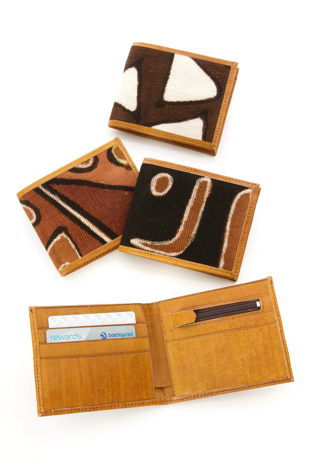 Malian Mudcloth and Leather Small Wallet Default Title